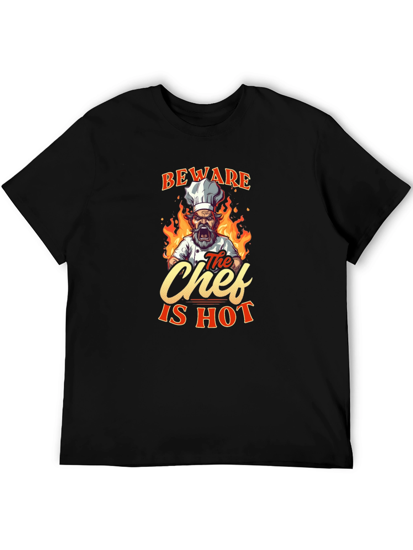 Beware The Chef Is Hot Black T-Shirt