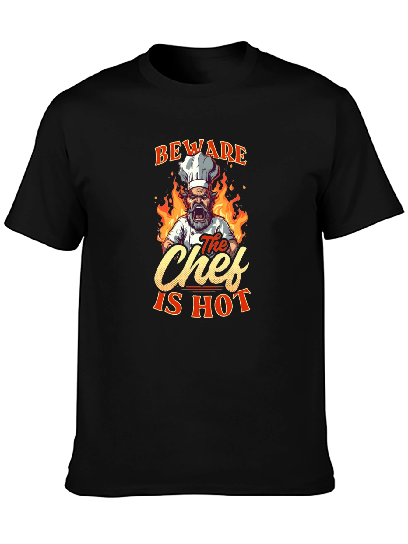 Beware The Chef Is Hot Black T-Shirt