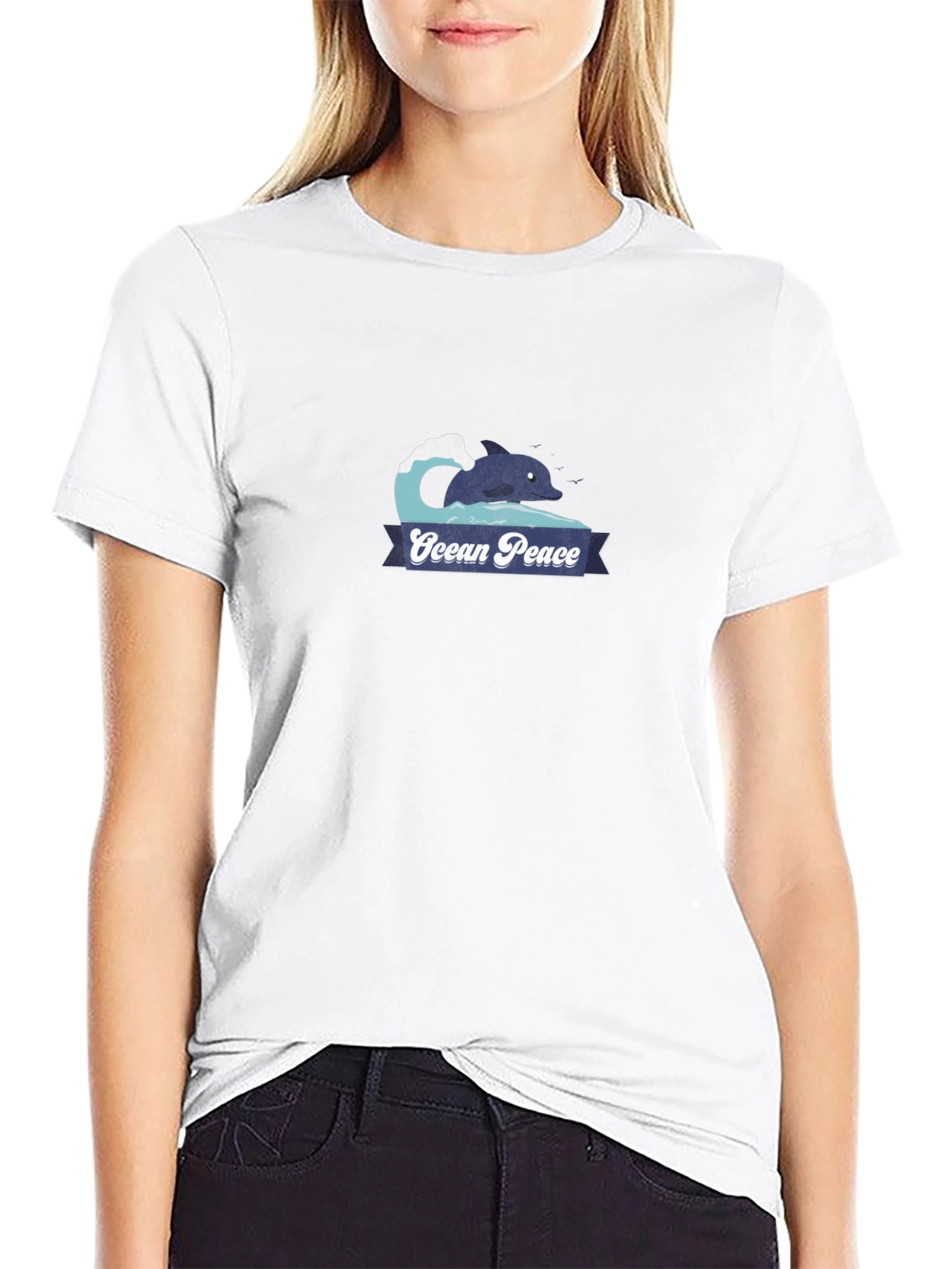 Ocean Peace Dolphin Graphic Tee - Black