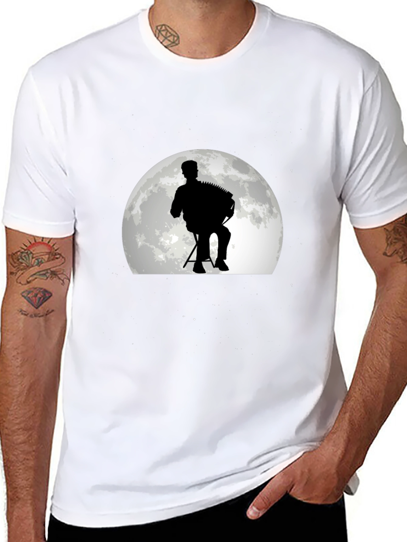 Moon Accordion T-Shirt - Black