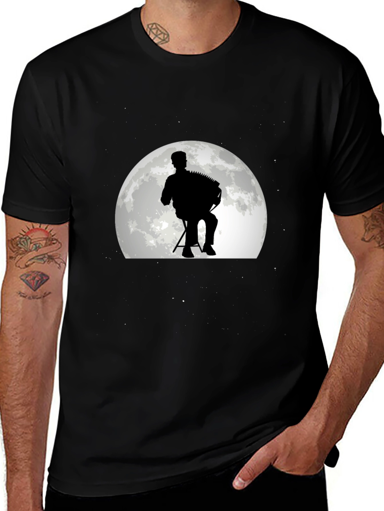 Moon Accordion T-Shirt - Black