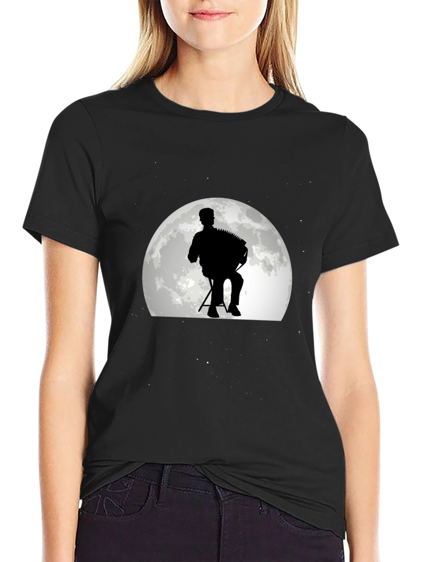 Moon Accordion T-Shirt - Black