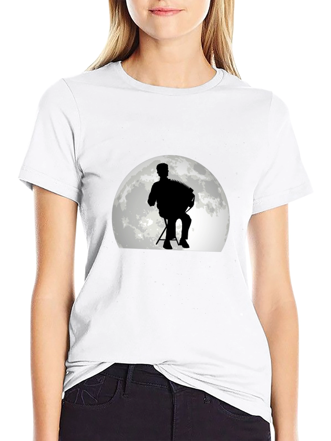 Moon Accordion T-Shirt - Black