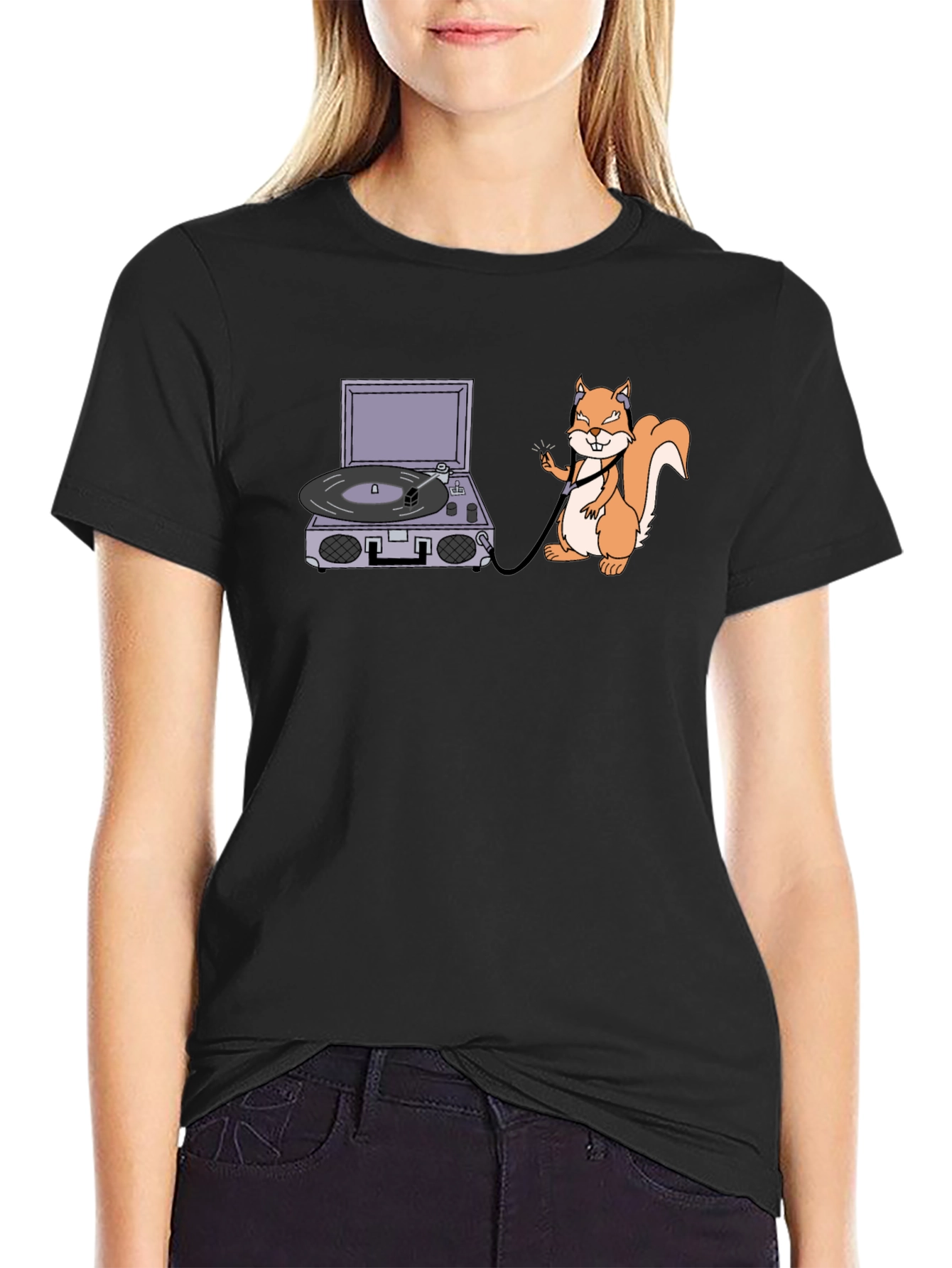 Squirrel DJ Black T-Shirt