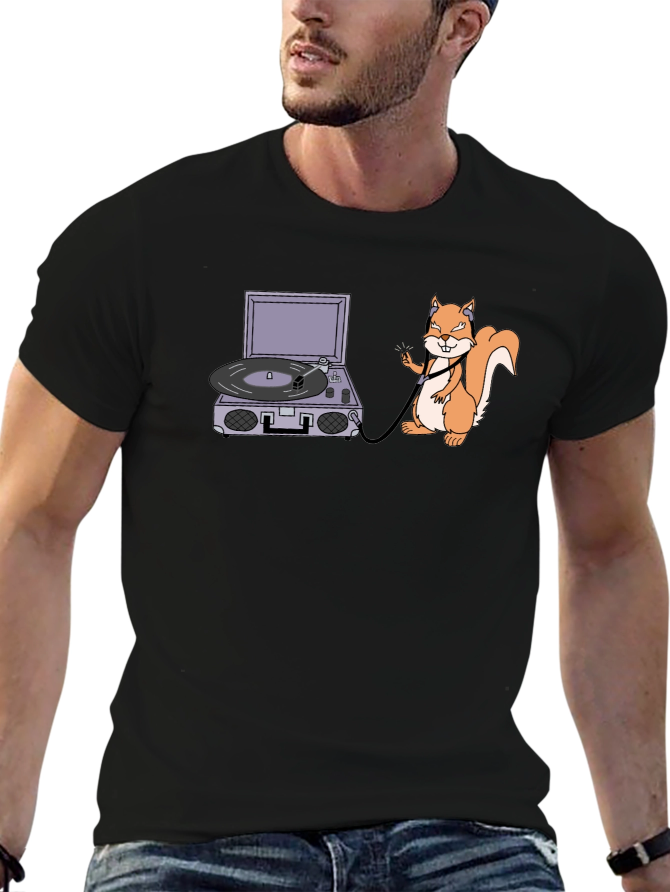 Squirrel DJ Black T-Shirt