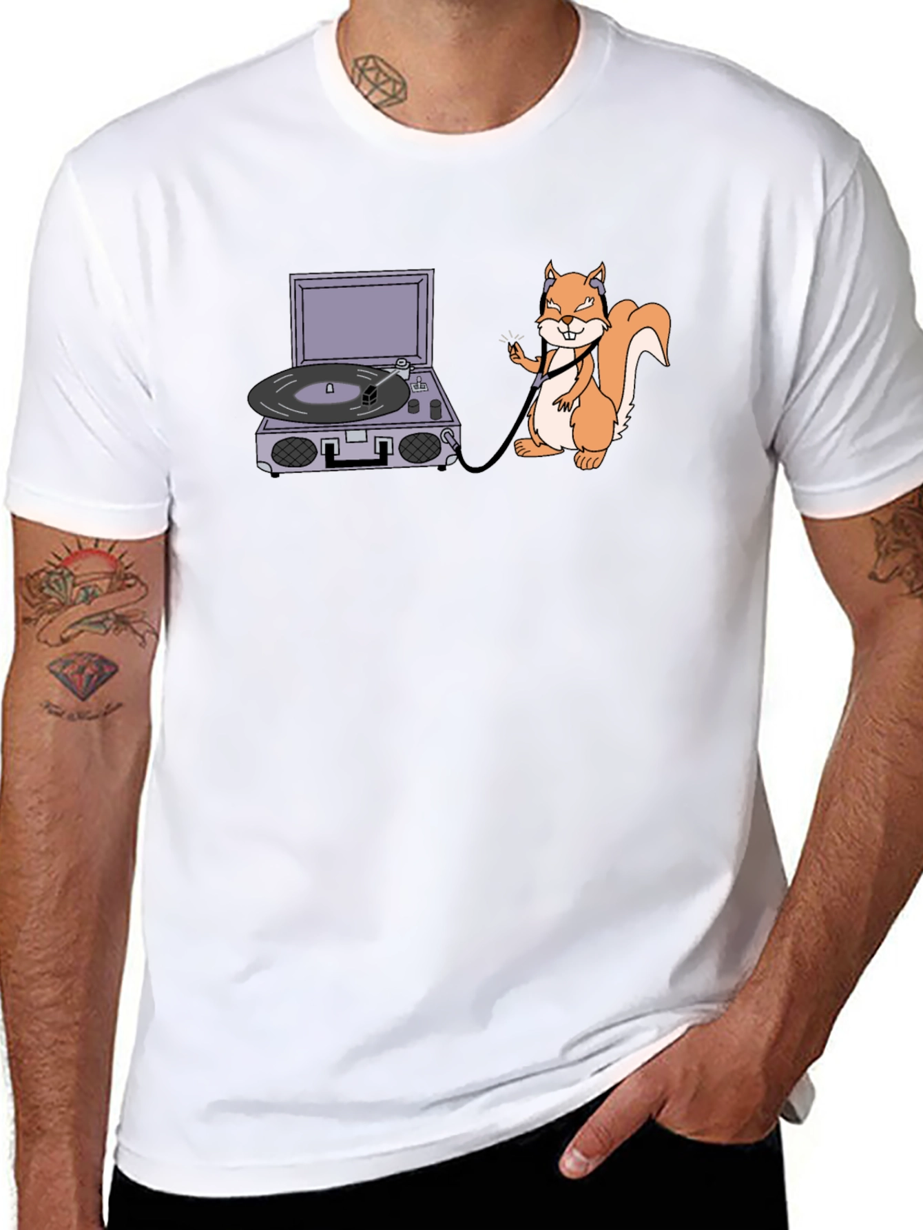 Squirrel DJ Black T-Shirt