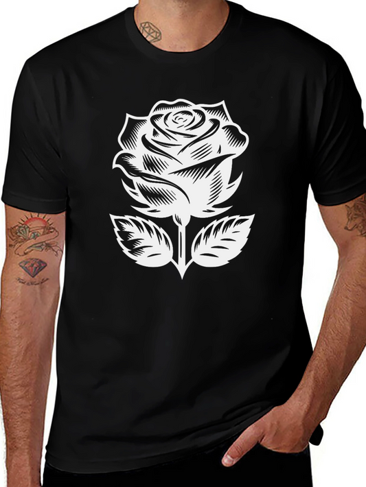 Black Rose Graphic T-Shirt - Stylish Floral Design