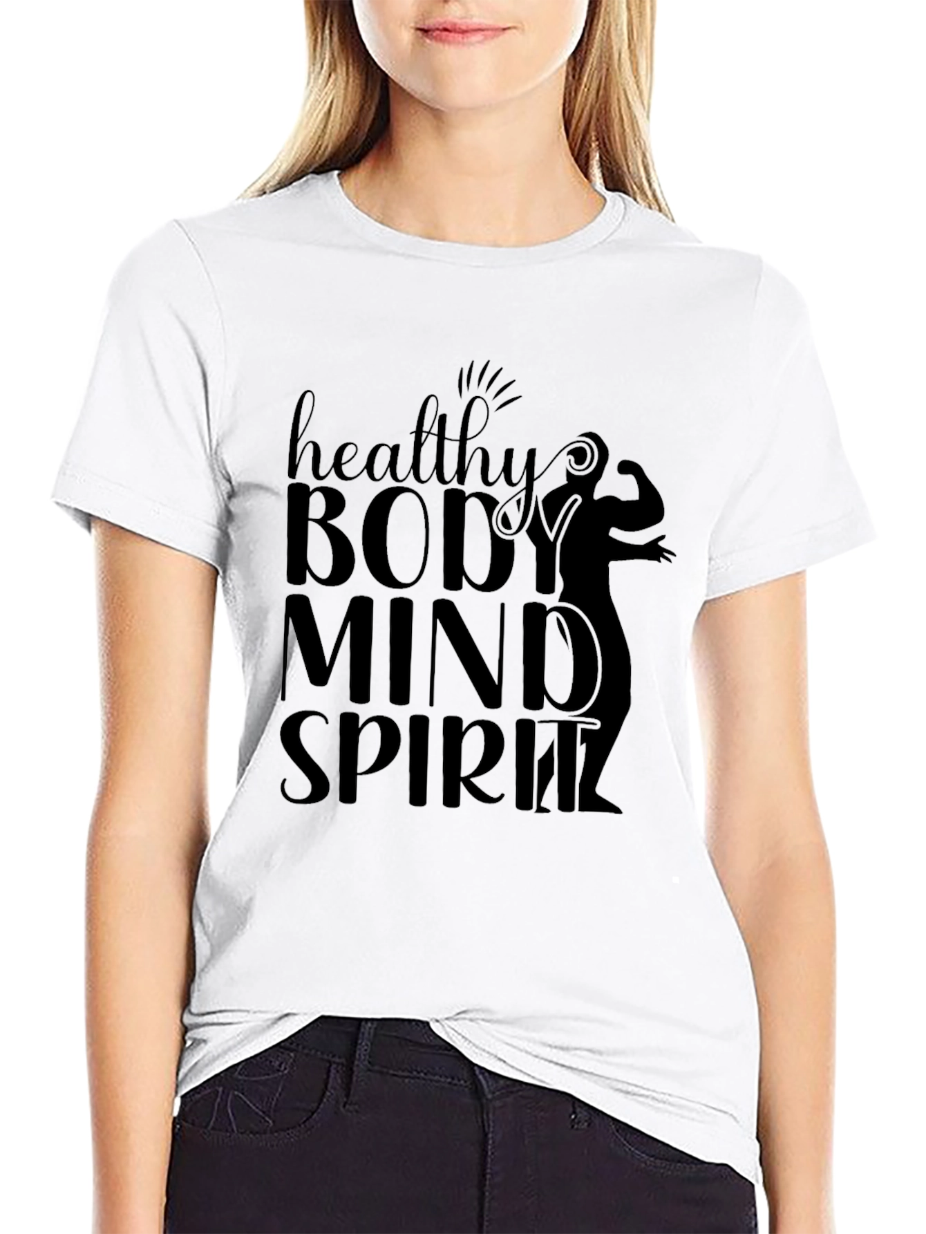 Healthy Body Mind Spirit Black Graphic Tee