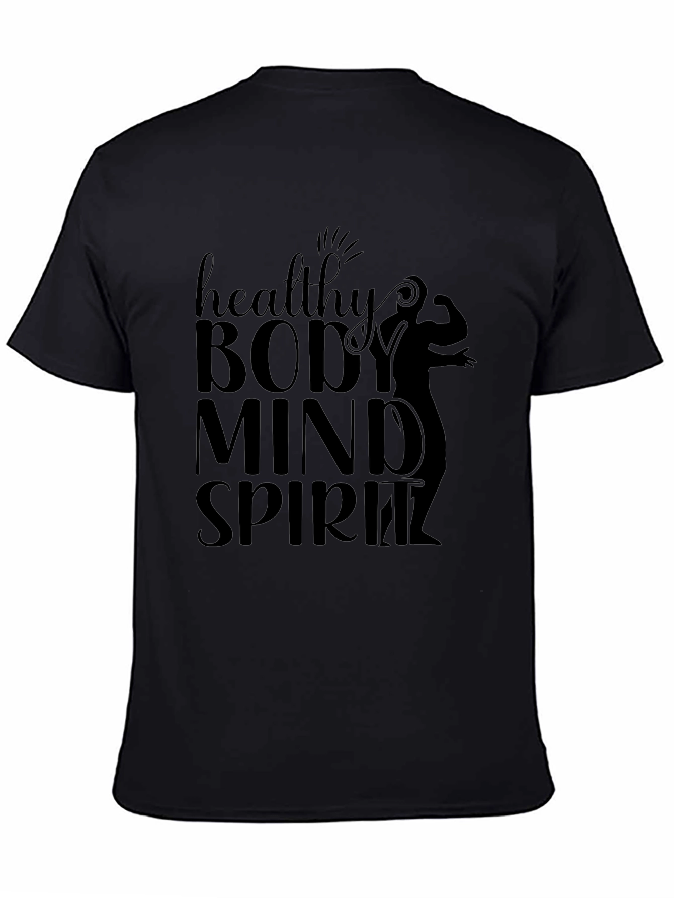 Healthy Body Mind Spirit Black Graphic Tee