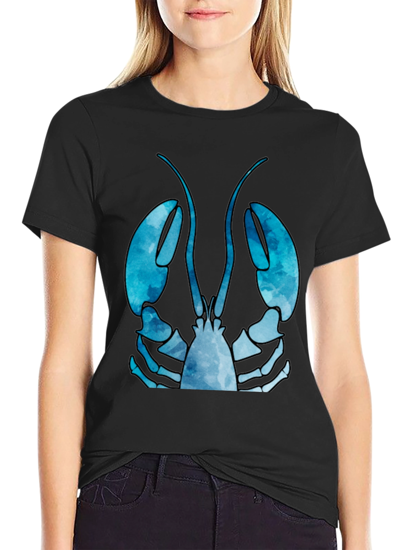 Lobster Graphic Tee - Mens Black Cotton T-Shirt
