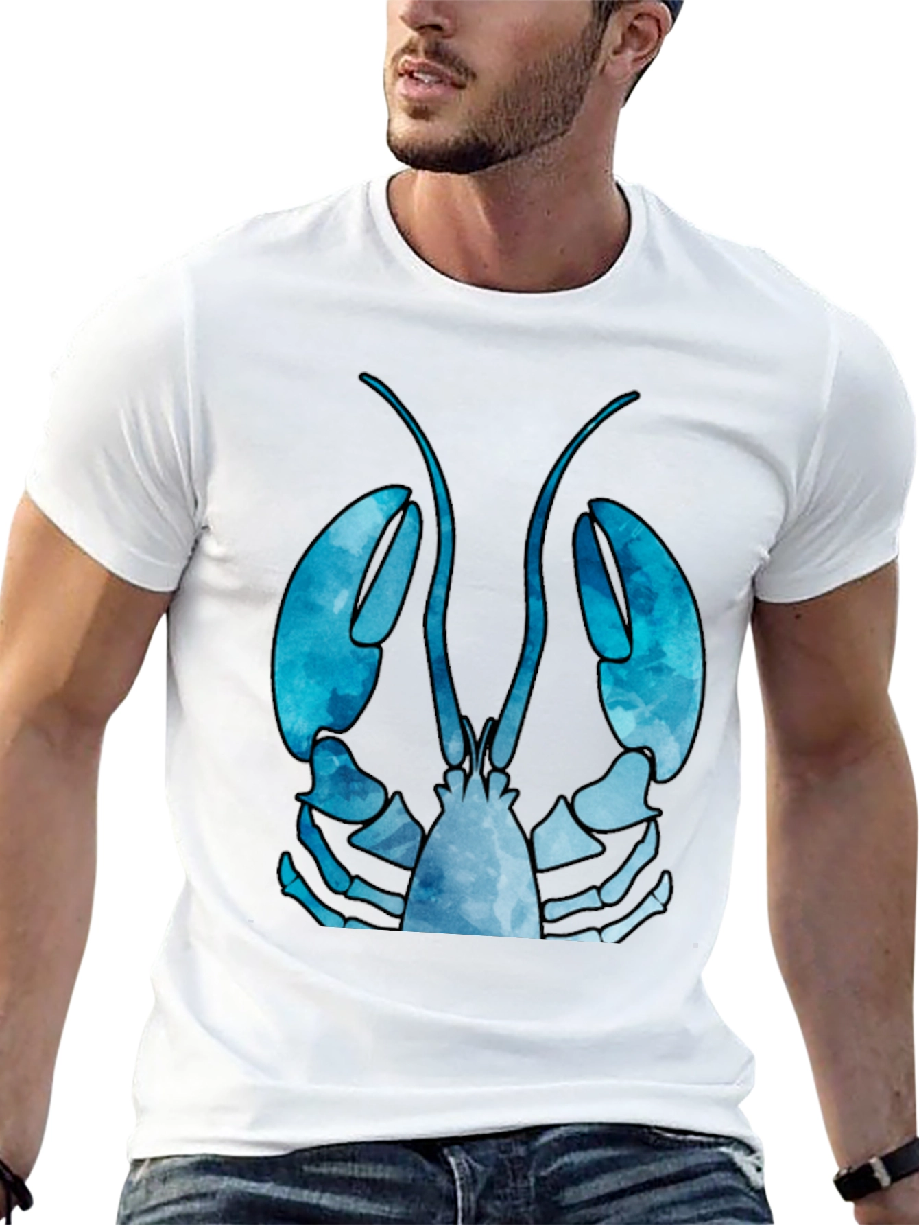 Lobster Graphic Tee - Mens Black Cotton T-Shirt