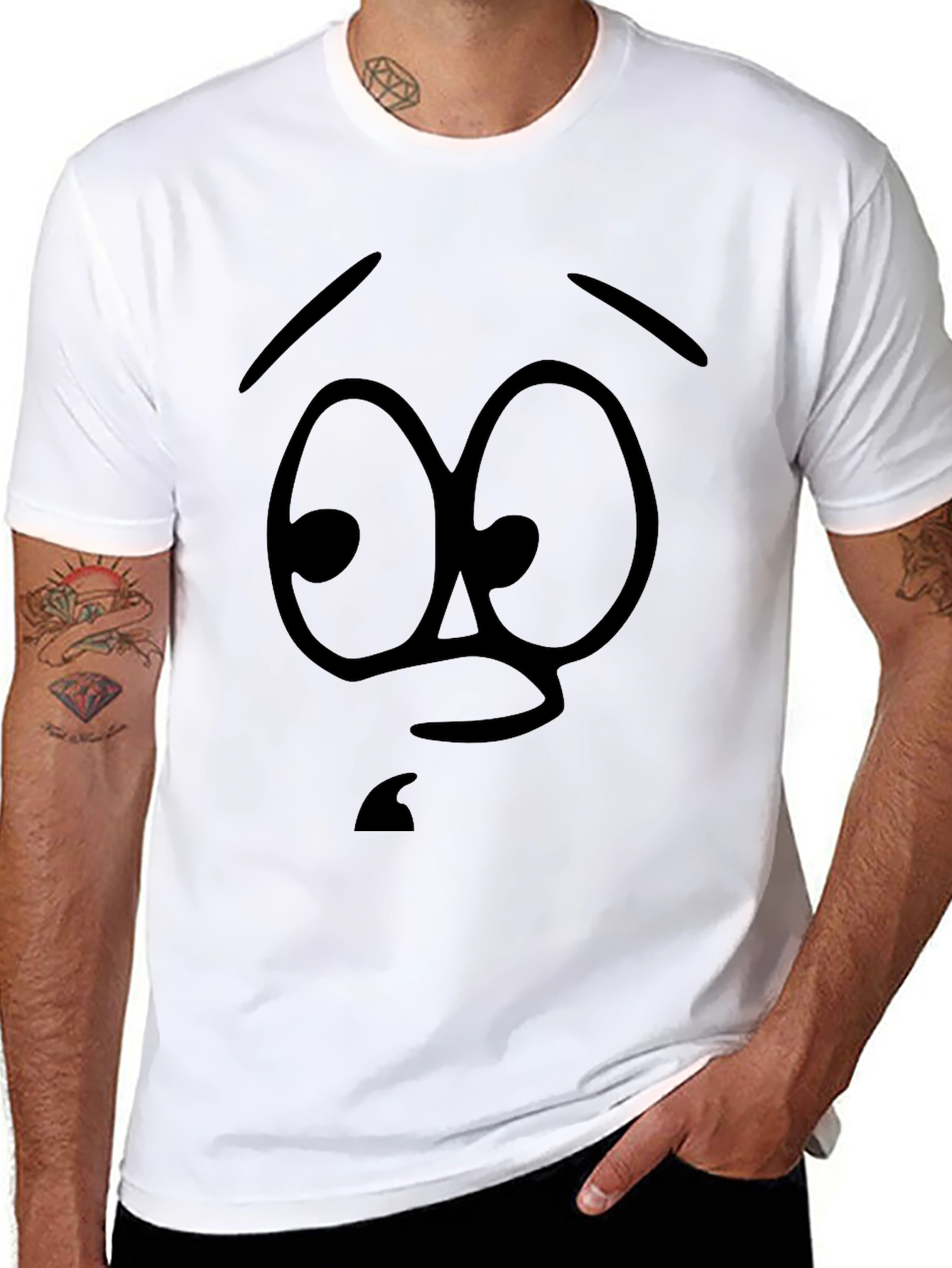 Cartoon Face Graphic Black T-Shirt