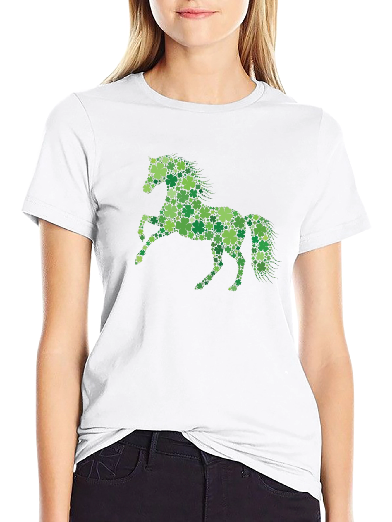 Lucky Clover Horse Graphic Tee - Black
