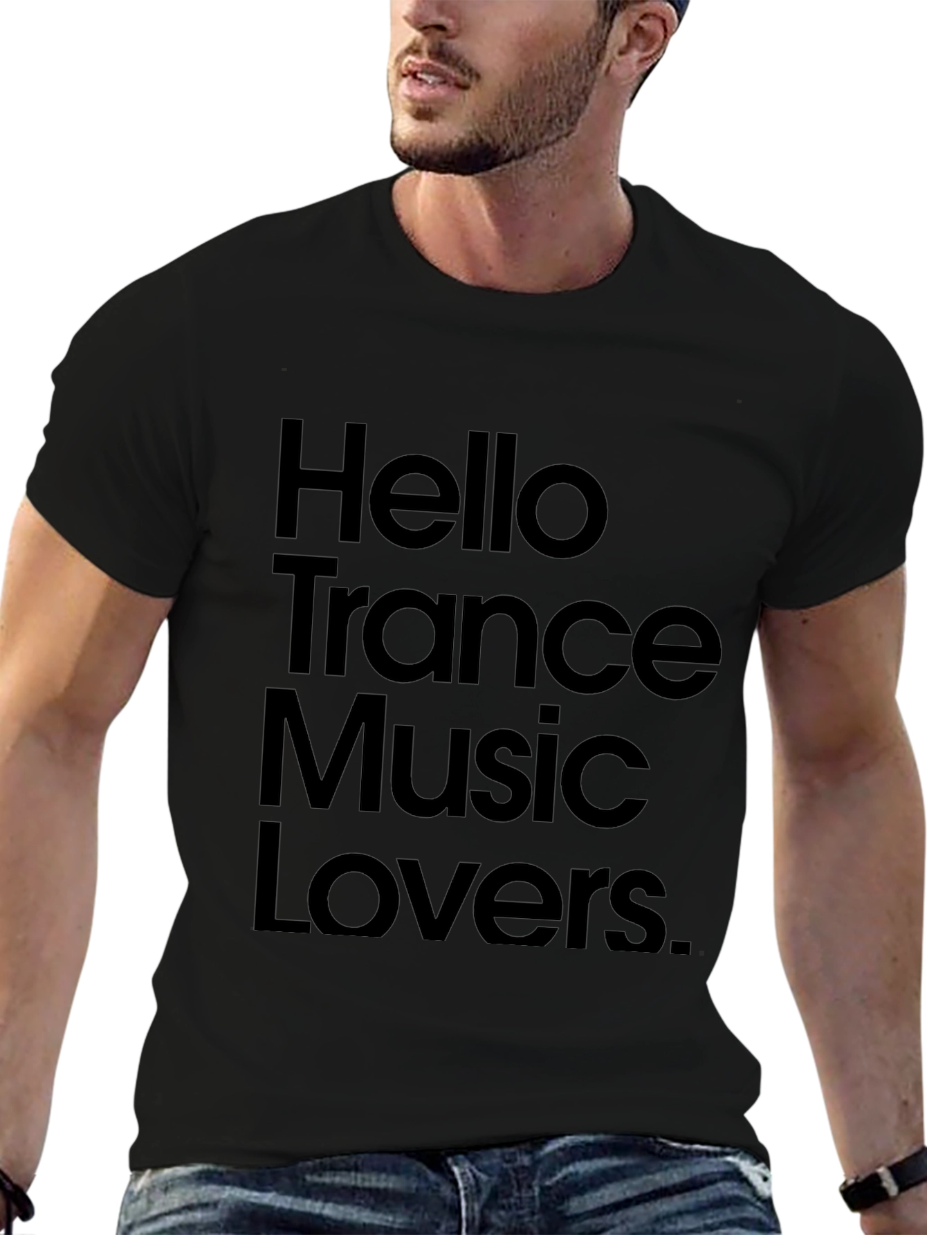 Hello Trance Music Lovers Black Graphic T-Shirt
