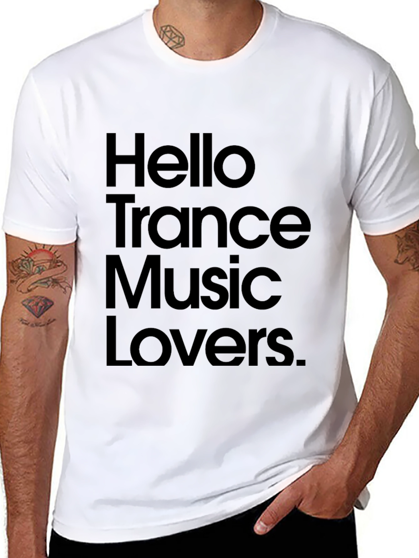 Hello Trance Music Lovers Black Graphic T-Shirt
