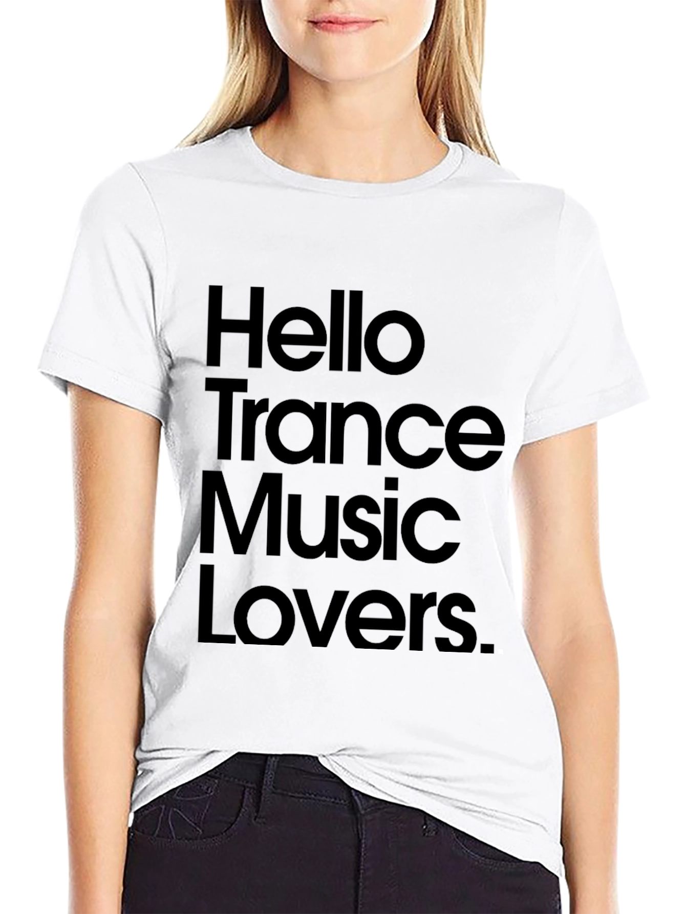 Hello Trance Music Lovers Black Graphic T-Shirt