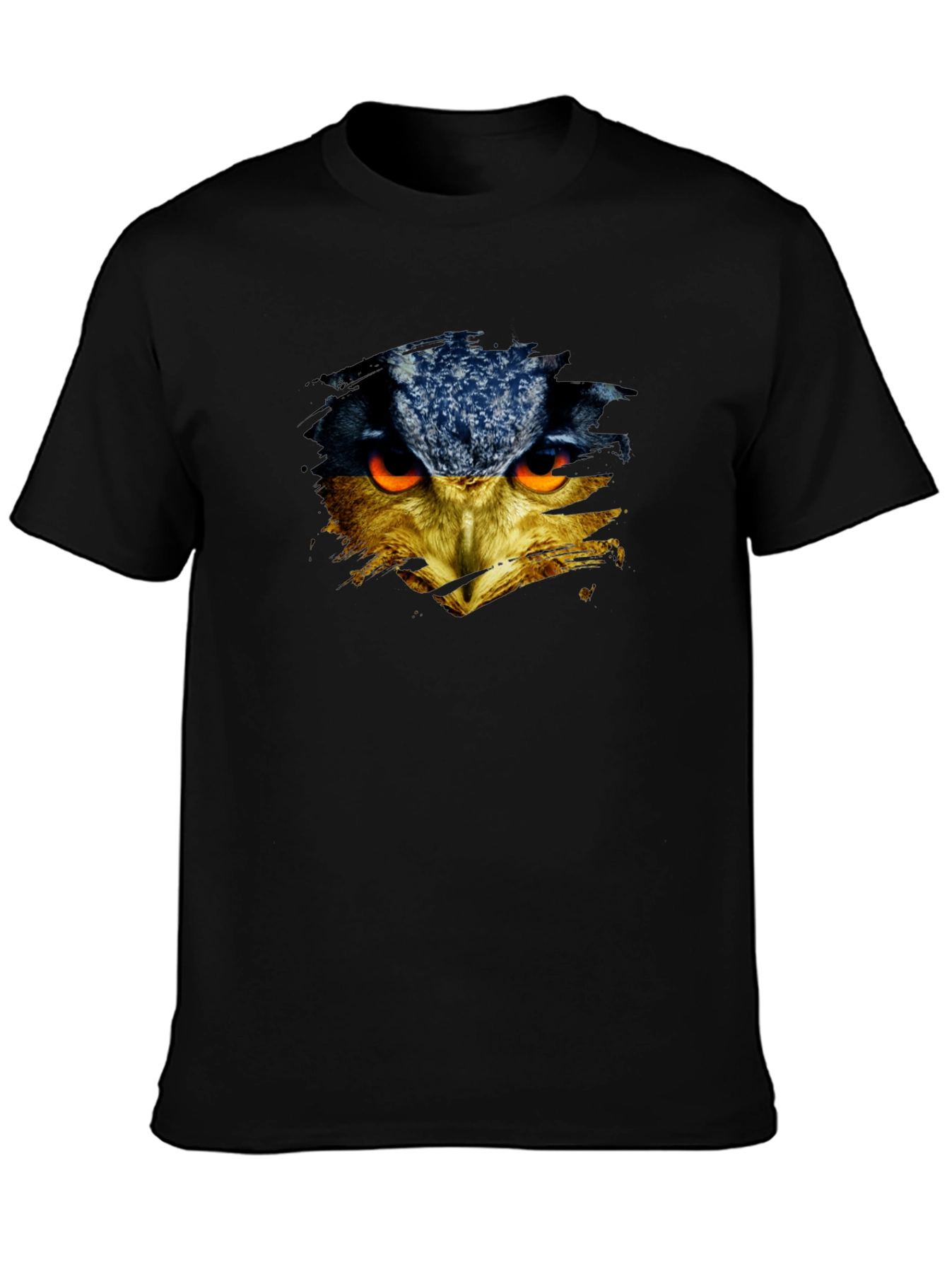 Owl Face Graphic Print Black T-Shirt