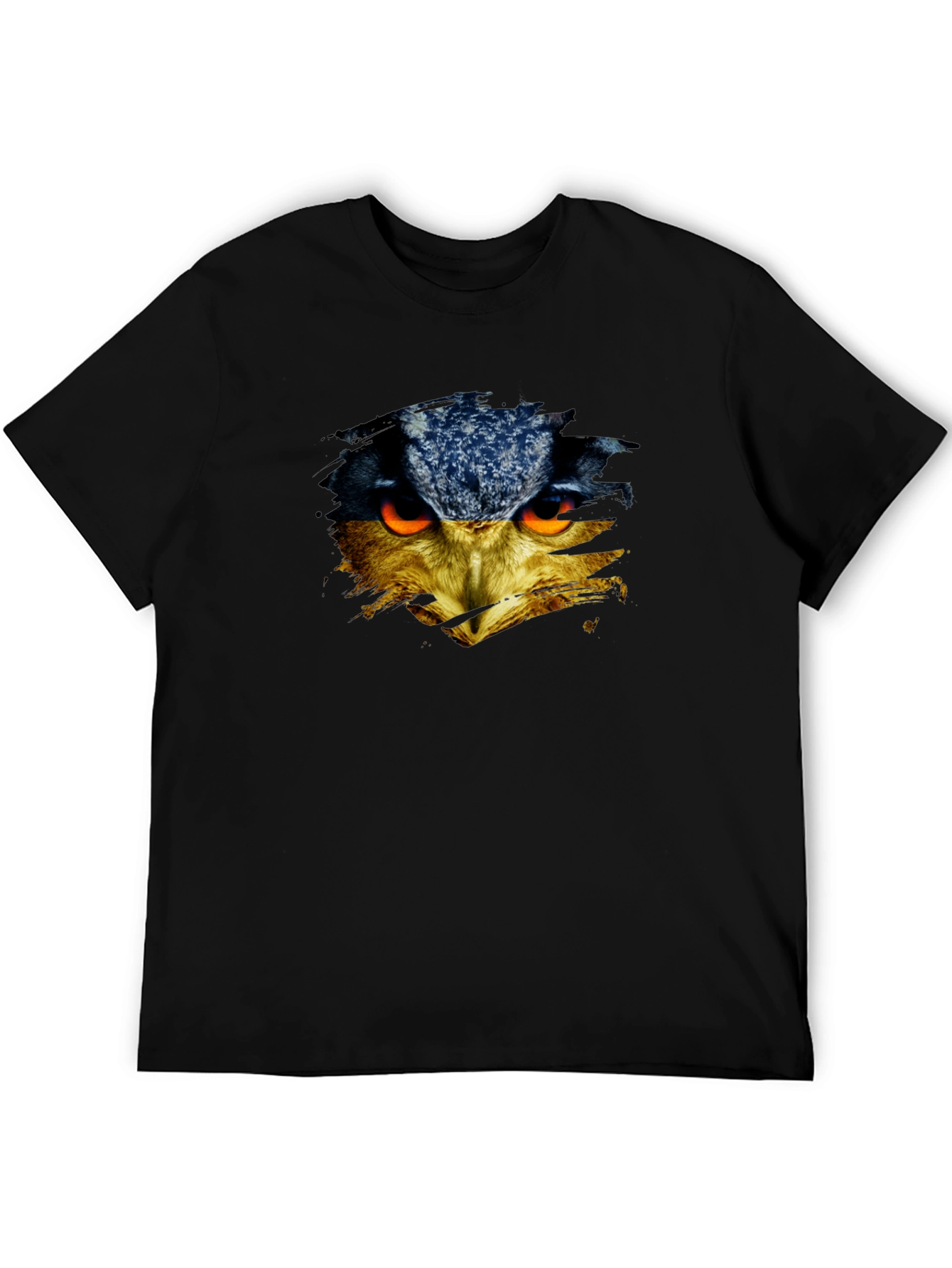 Owl Face Graphic Print Black T-Shirt