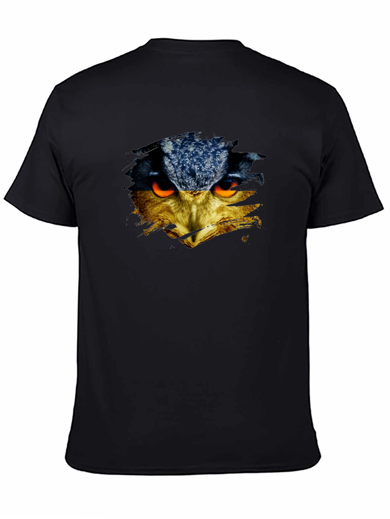 Owl Face Graphic Print Black T-Shirt