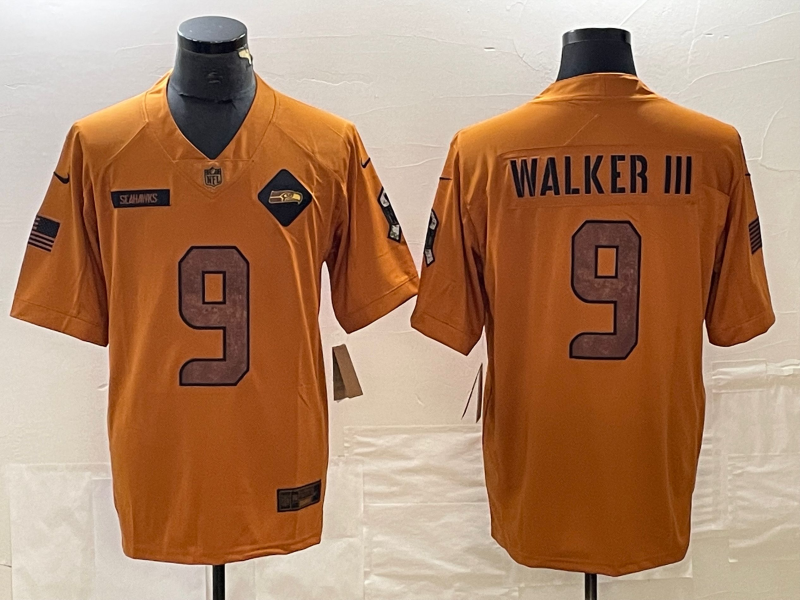 Men's Seattle Seahawks Kenneth Walker III #9 Brown 2023 Salute To Service Limited Jersey