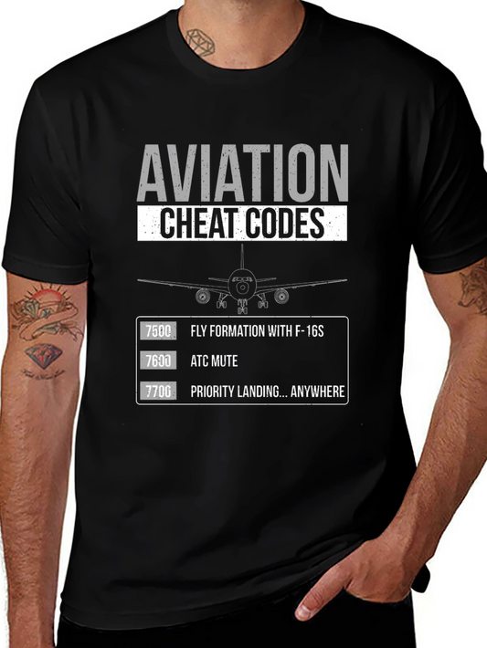 Aviation Cheat Codes Graphic T-Shirt - Pilot Humor