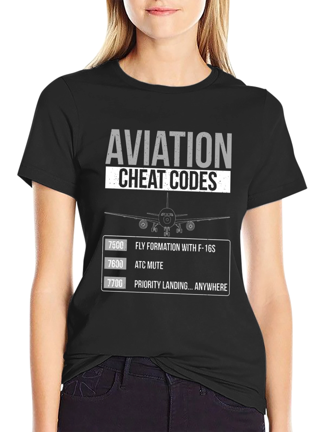 Aviation Cheat Codes Graphic T-Shirt - Pilot Humor