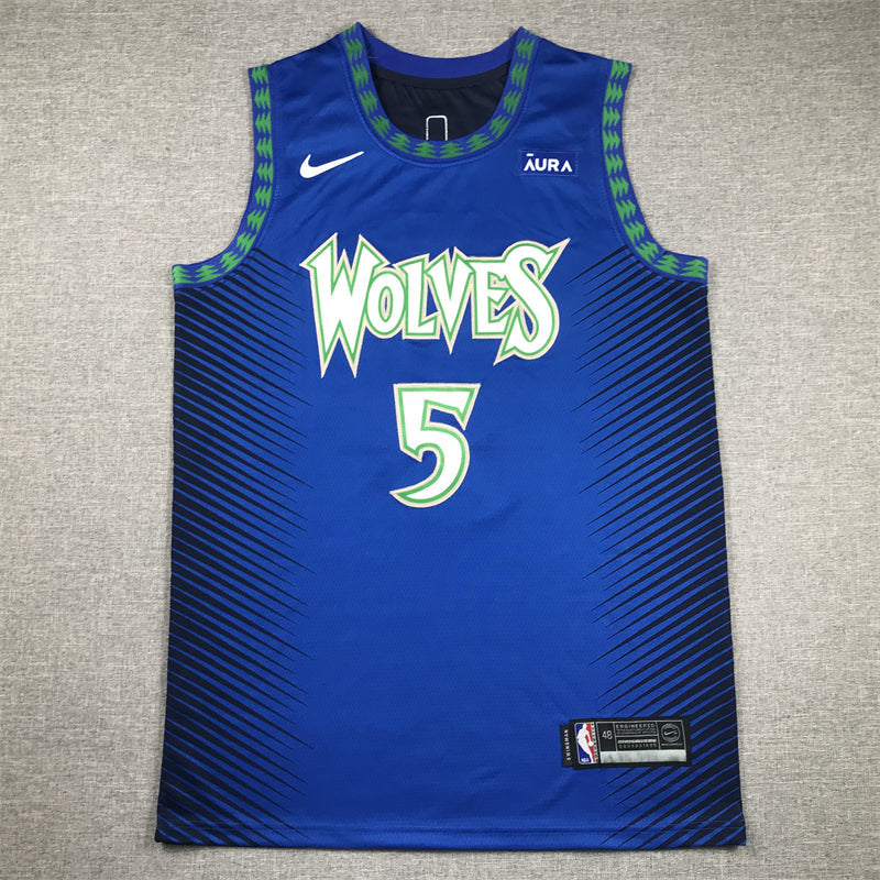 Men's Minnesota Timberwolves Anthony Edwards #5 Blue Swingman Jerseys - City Edition