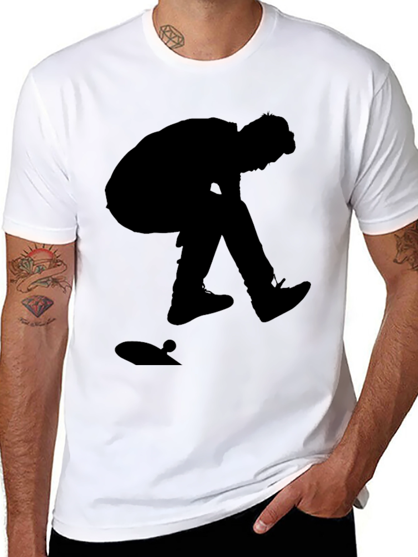 Silhouette Skater Graphic Tee - Classic Black Cotton T-Shirt