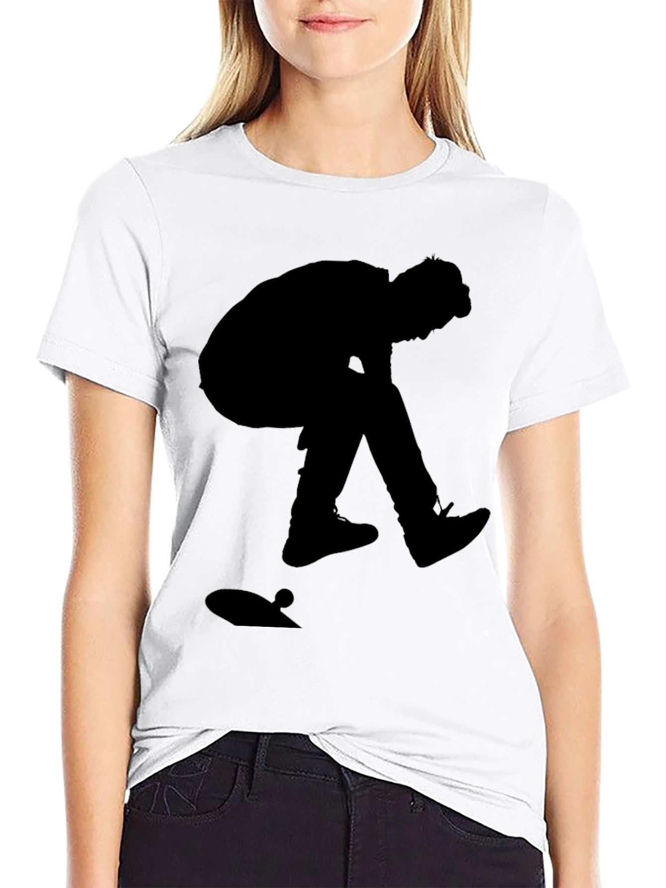 Silhouette Skater Graphic Tee - Classic Black Cotton T-Shirt