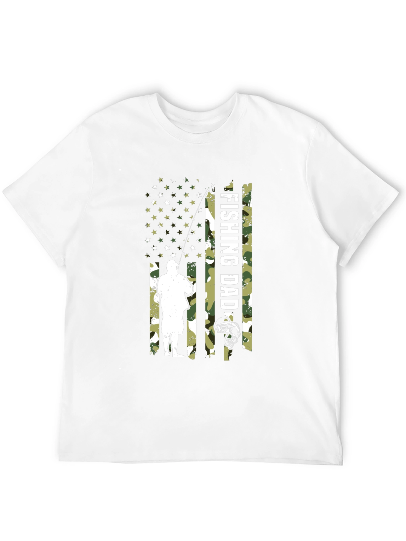 Fishing Dad Camo American Flag T-Shirt