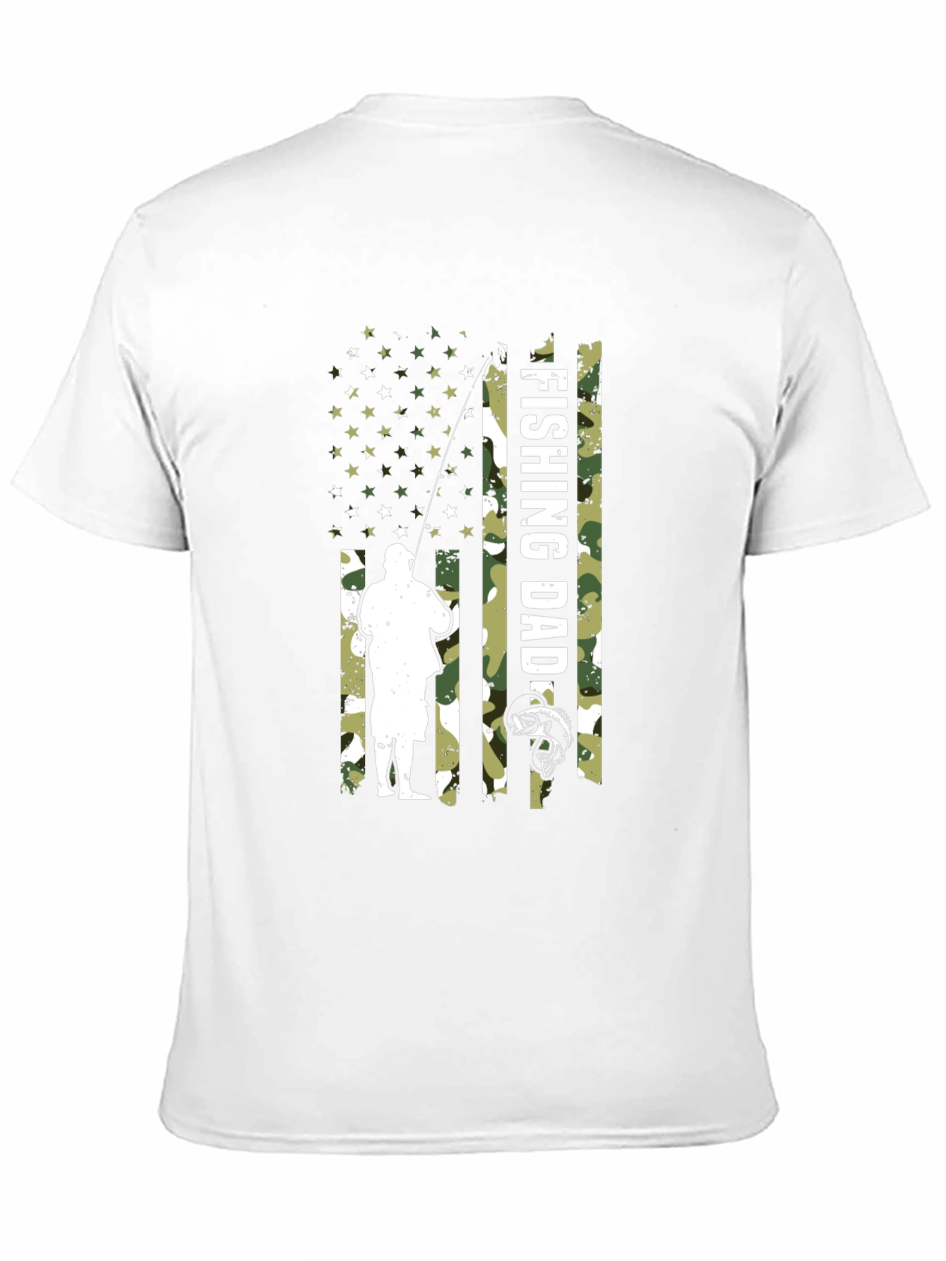 Fishing Dad Camo American Flag T-Shirt