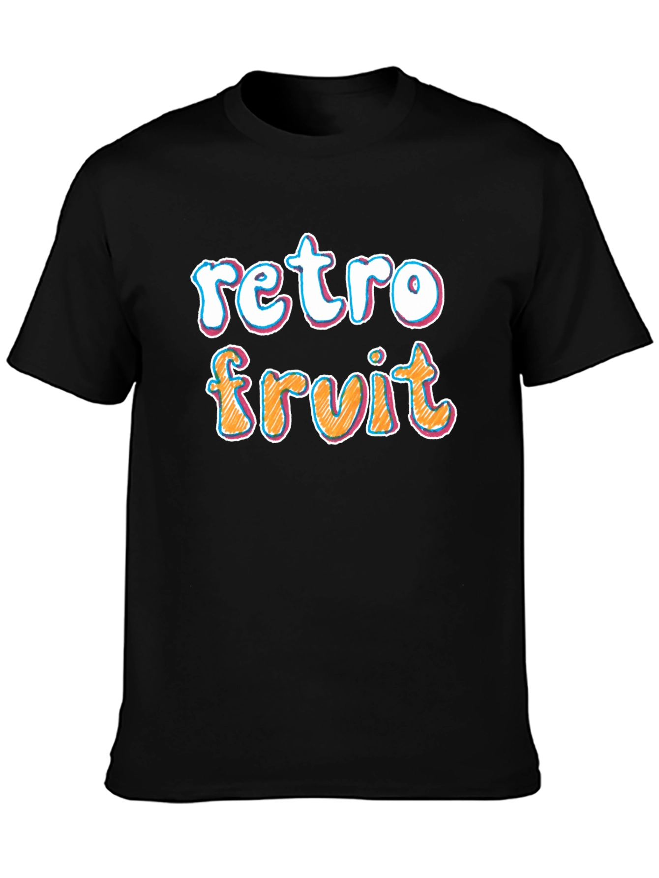 Retro Fruit Graphic Black T-Shirt