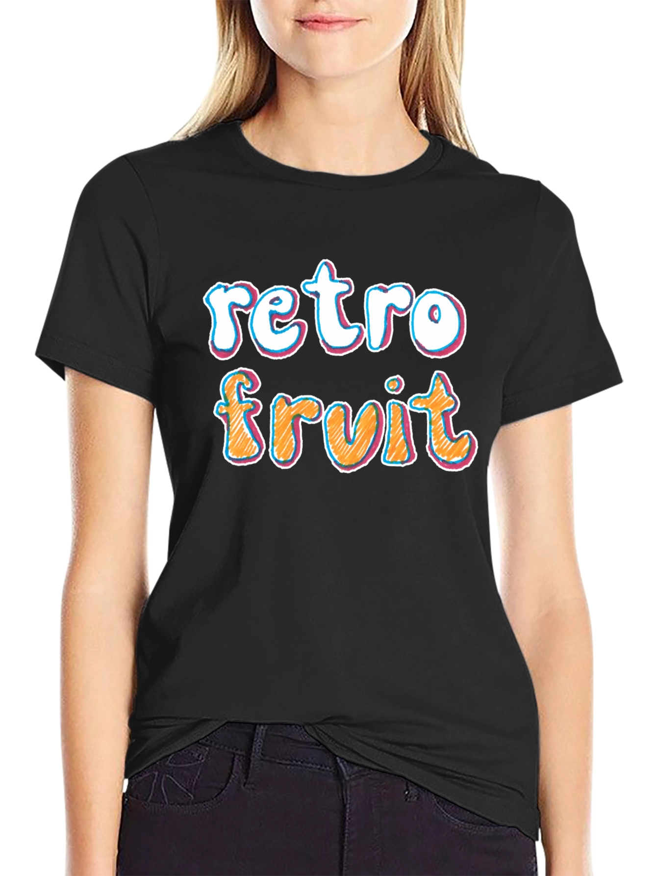 Retro Fruit Graphic Black T-Shirt