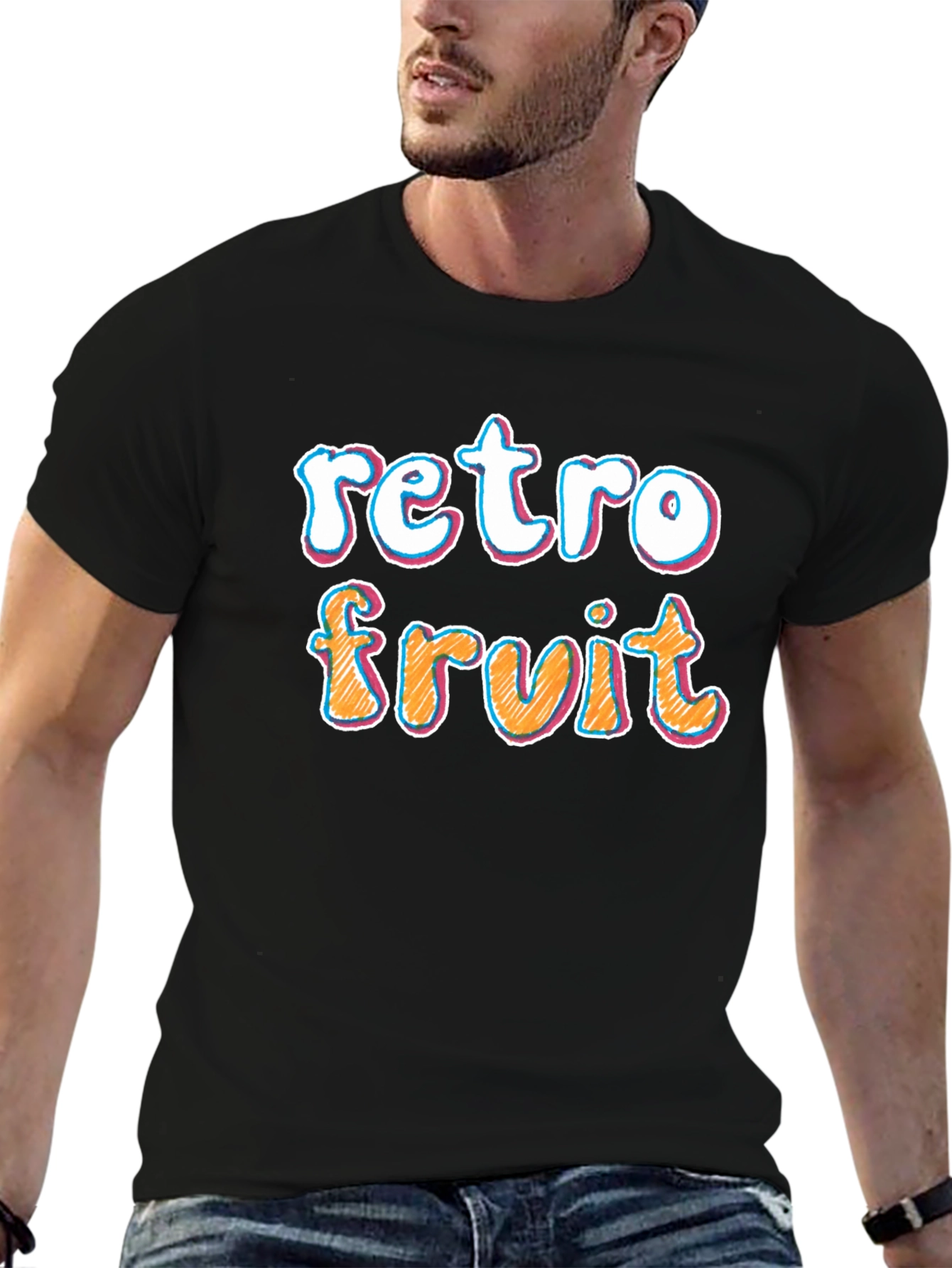 Retro Fruit Graphic Black T-Shirt