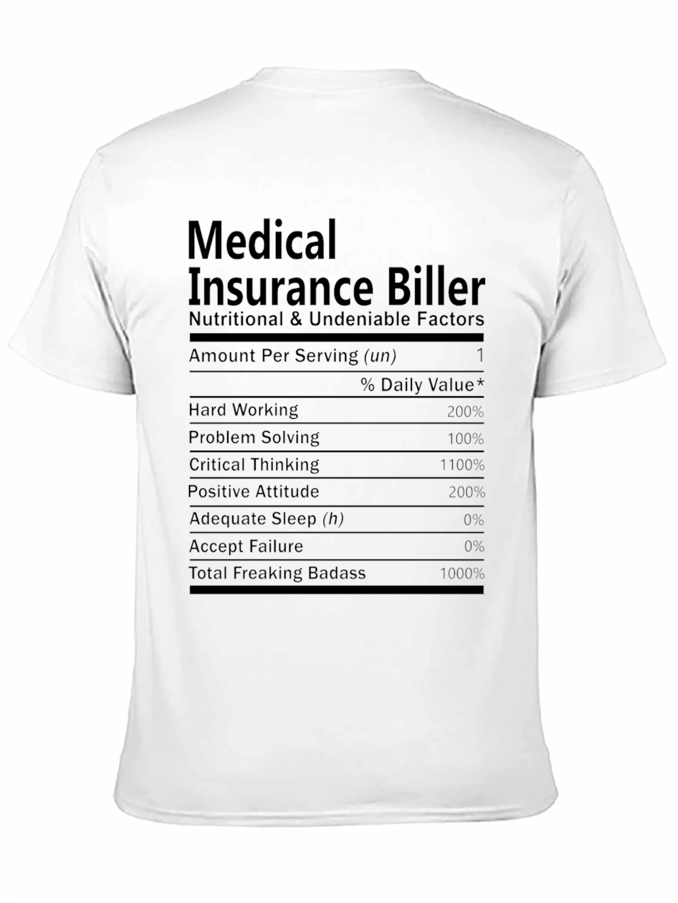 Medical Insurance Biller Nutrition Facts T-Shirt