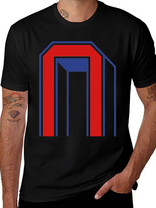 Geometric Graphic Print Mens Black T-Shirt