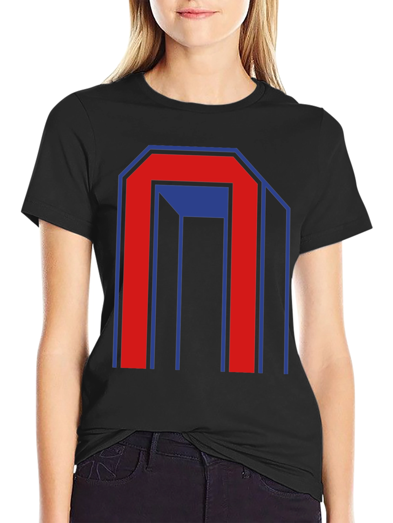 Geometric Graphic Print Mens Black T-Shirt