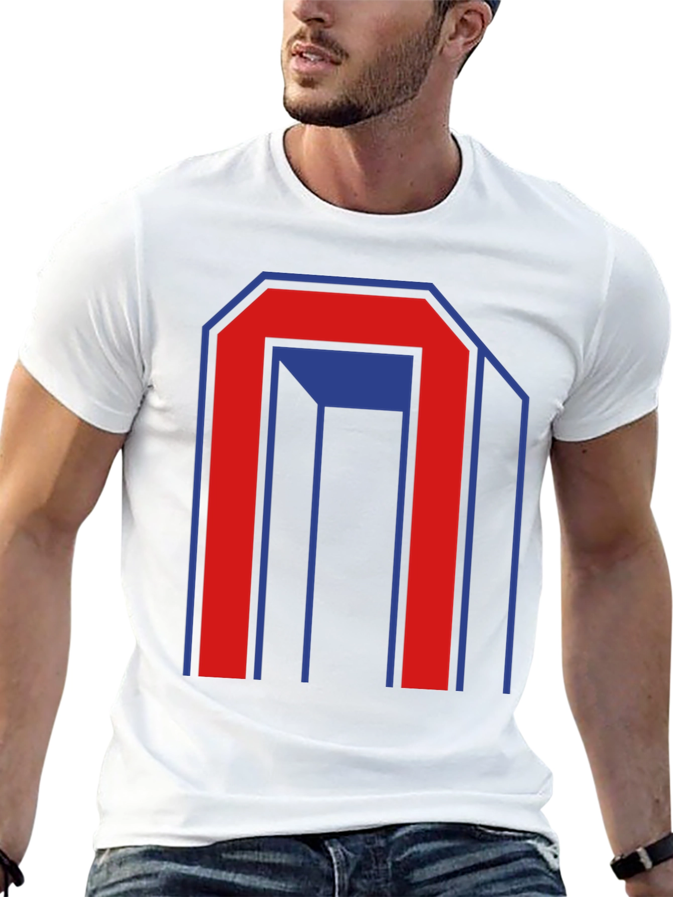 Geometric Graphic Print Mens Black T-Shirt