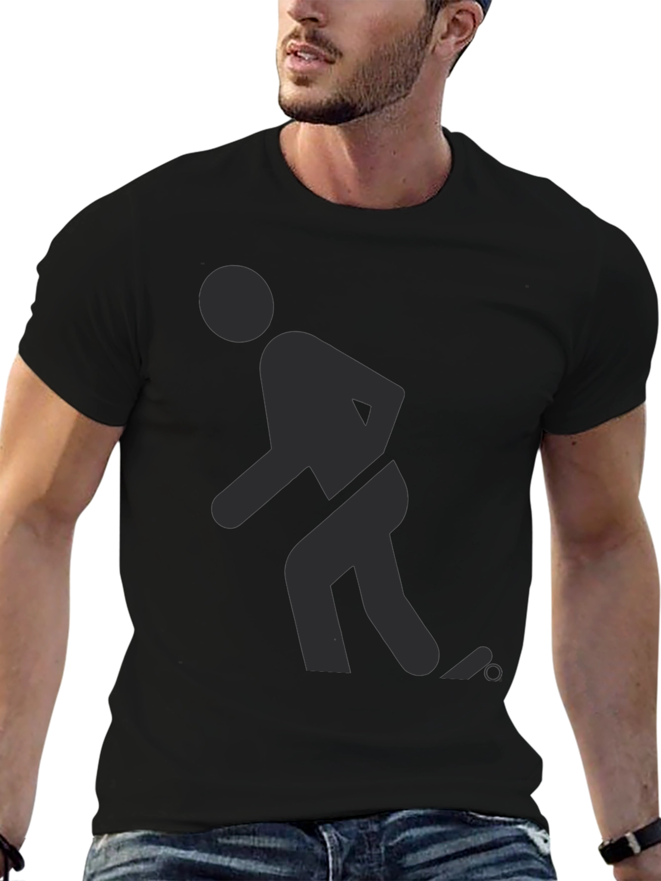 Funny T-Shirt Black Humor Bowler Stick Figure Design