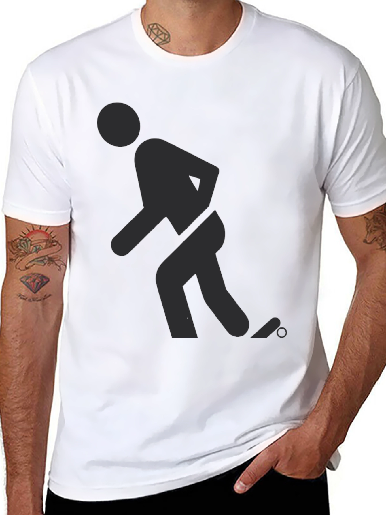 Funny T-Shirt Black Humor Bowler Stick Figure Design