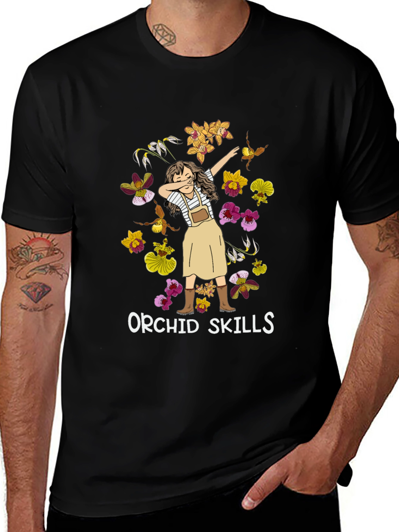 Orchid Skills T-Shirt - Botanical Dab Design