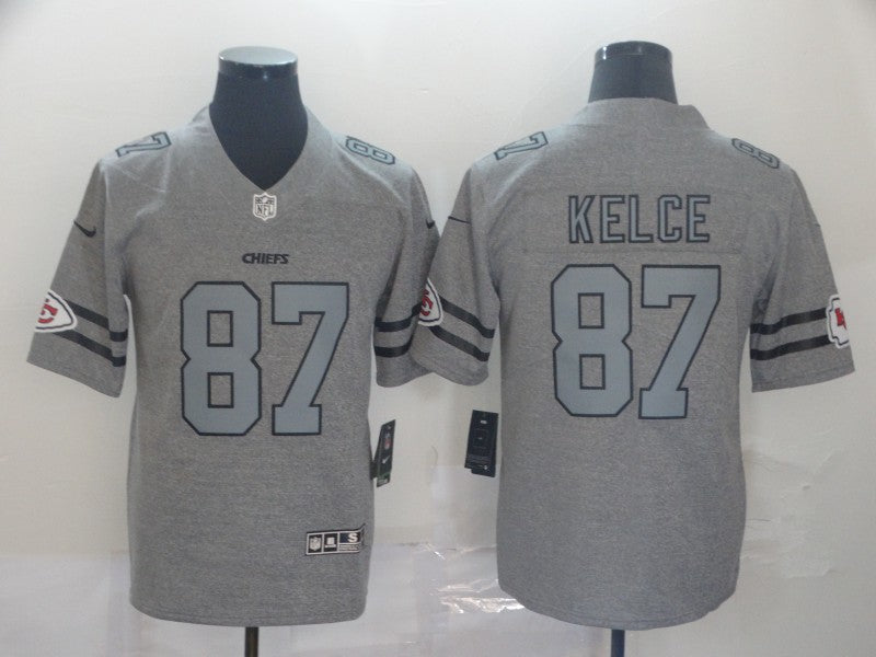 Men's Kansas City Chiefs Travis Kelce Player Jerseys Gray