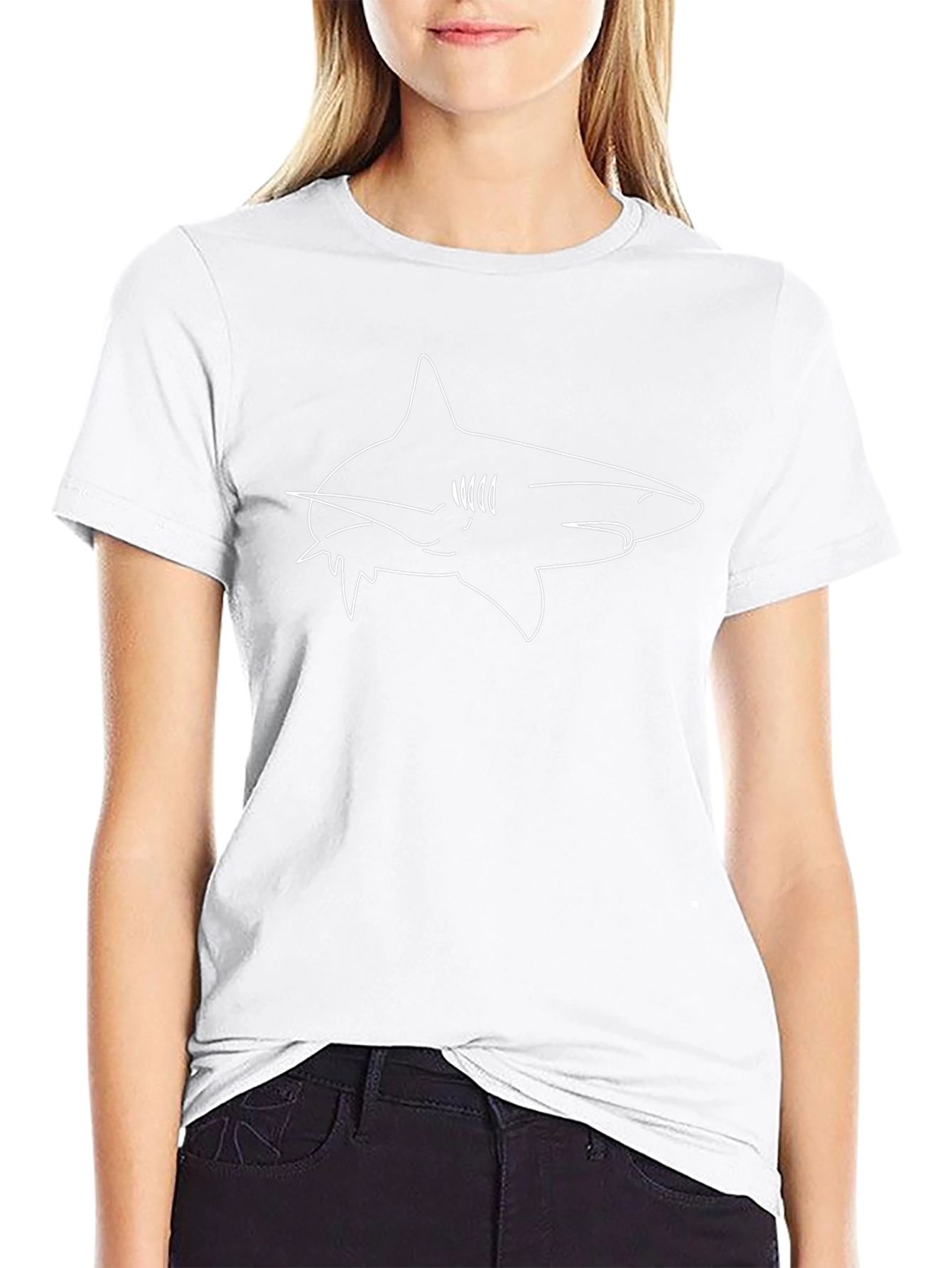 Cool Shark Outline Graphic T-Shirt