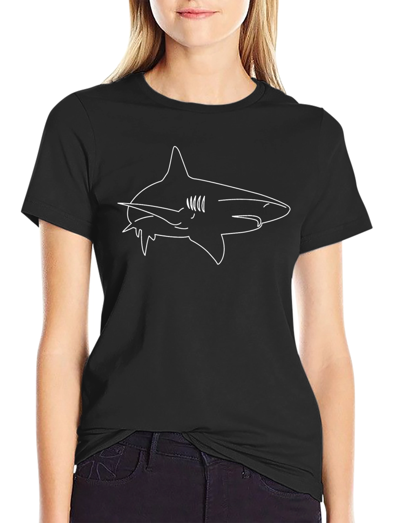 Cool Shark Outline Graphic T-Shirt