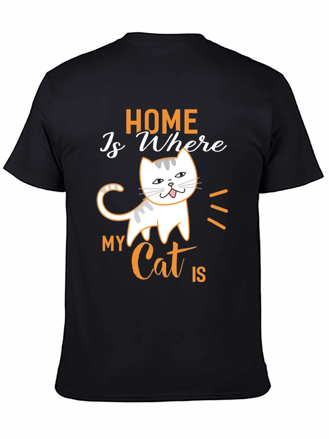 Home is Where My Cat is Black T-Shirt