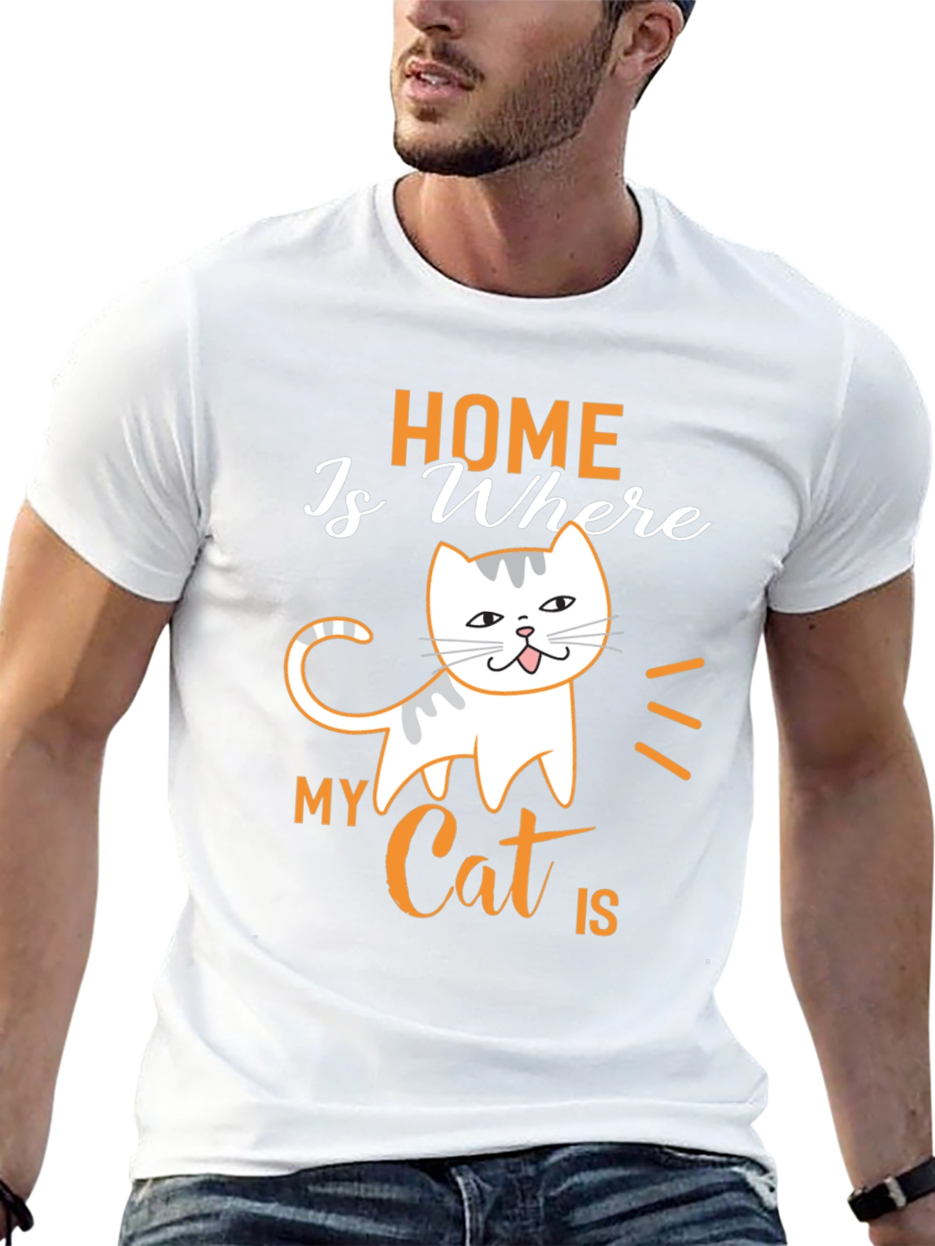 Home is Where My Cat is Black T-Shirt