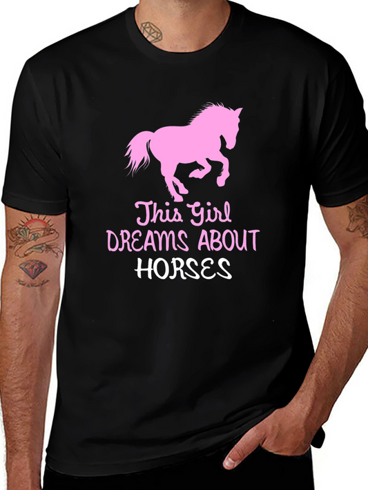 Girl Dreams of Horses Black T-Shirt
