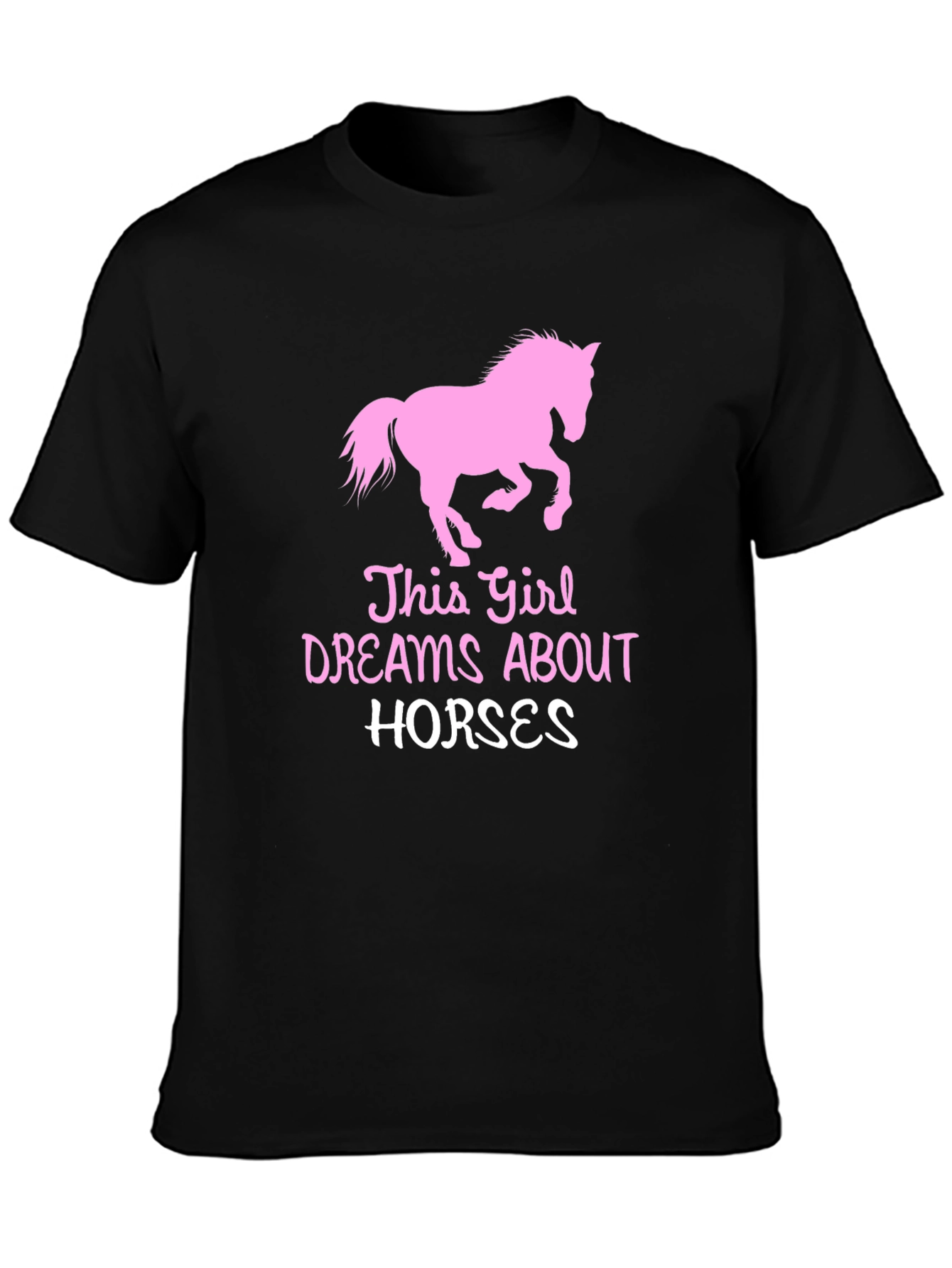 Girl Dreams of Horses Black T-Shirt