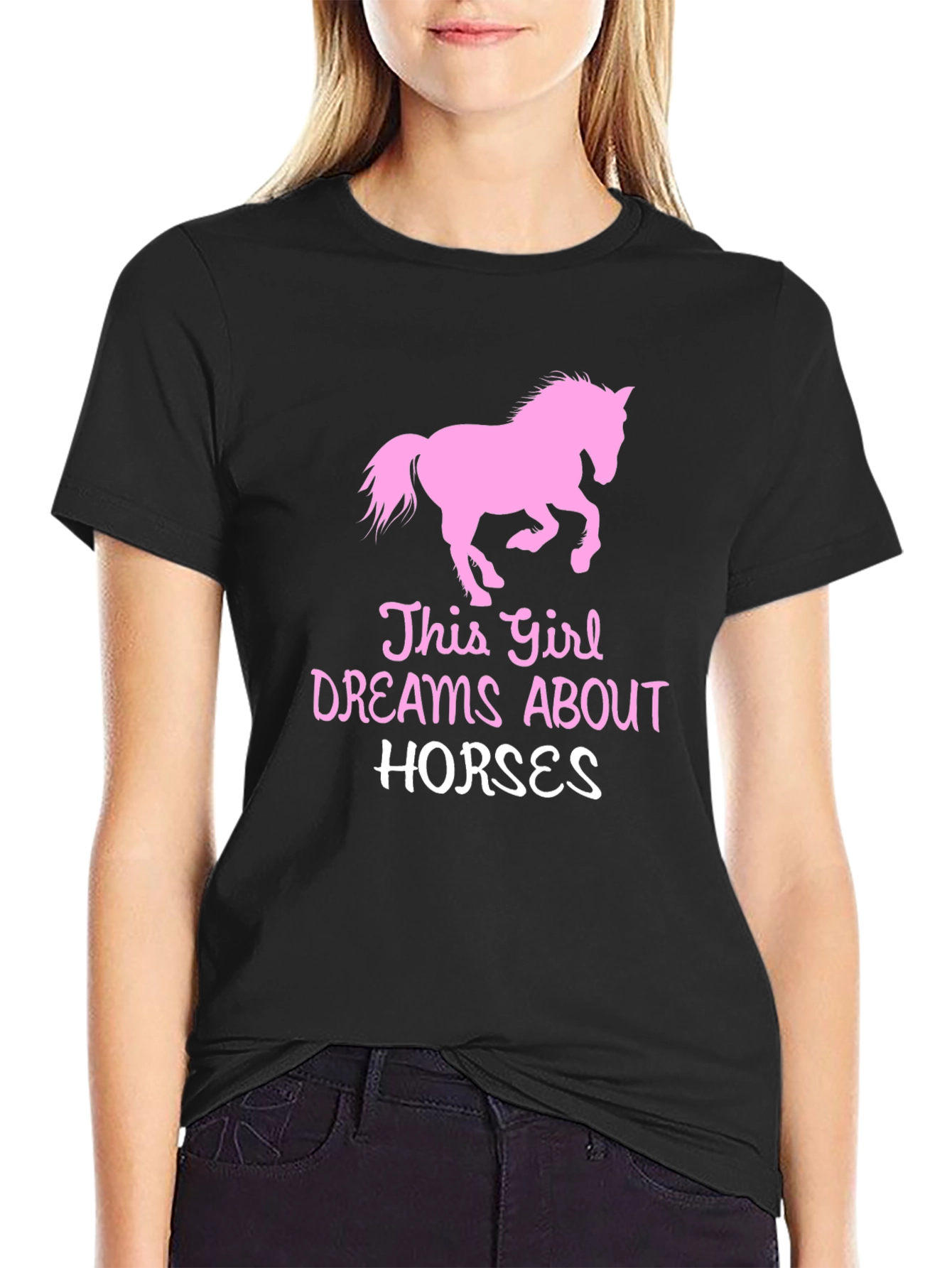Girl Dreams of Horses Black T-Shirt