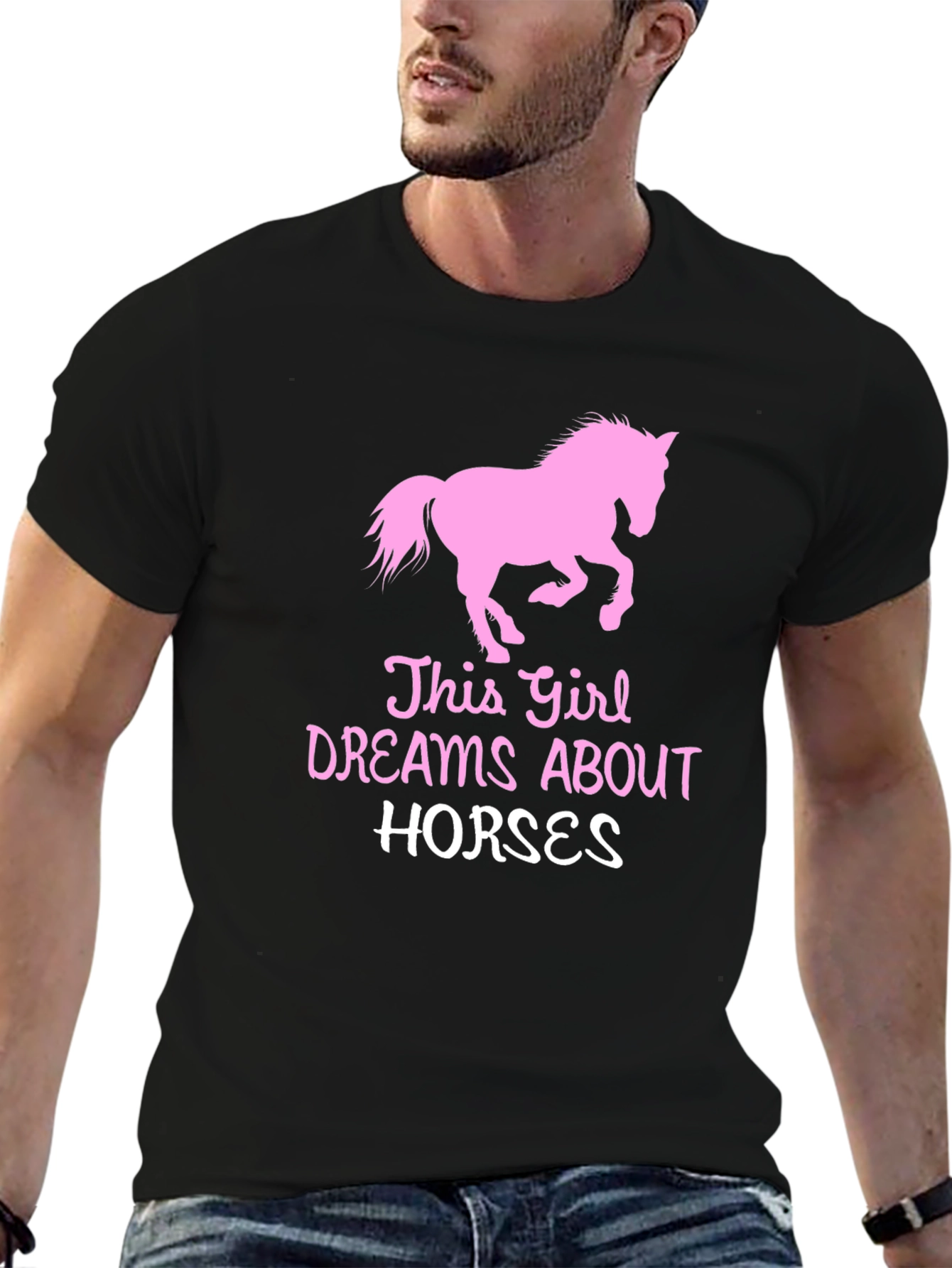 Girl Dreams of Horses Black T-Shirt